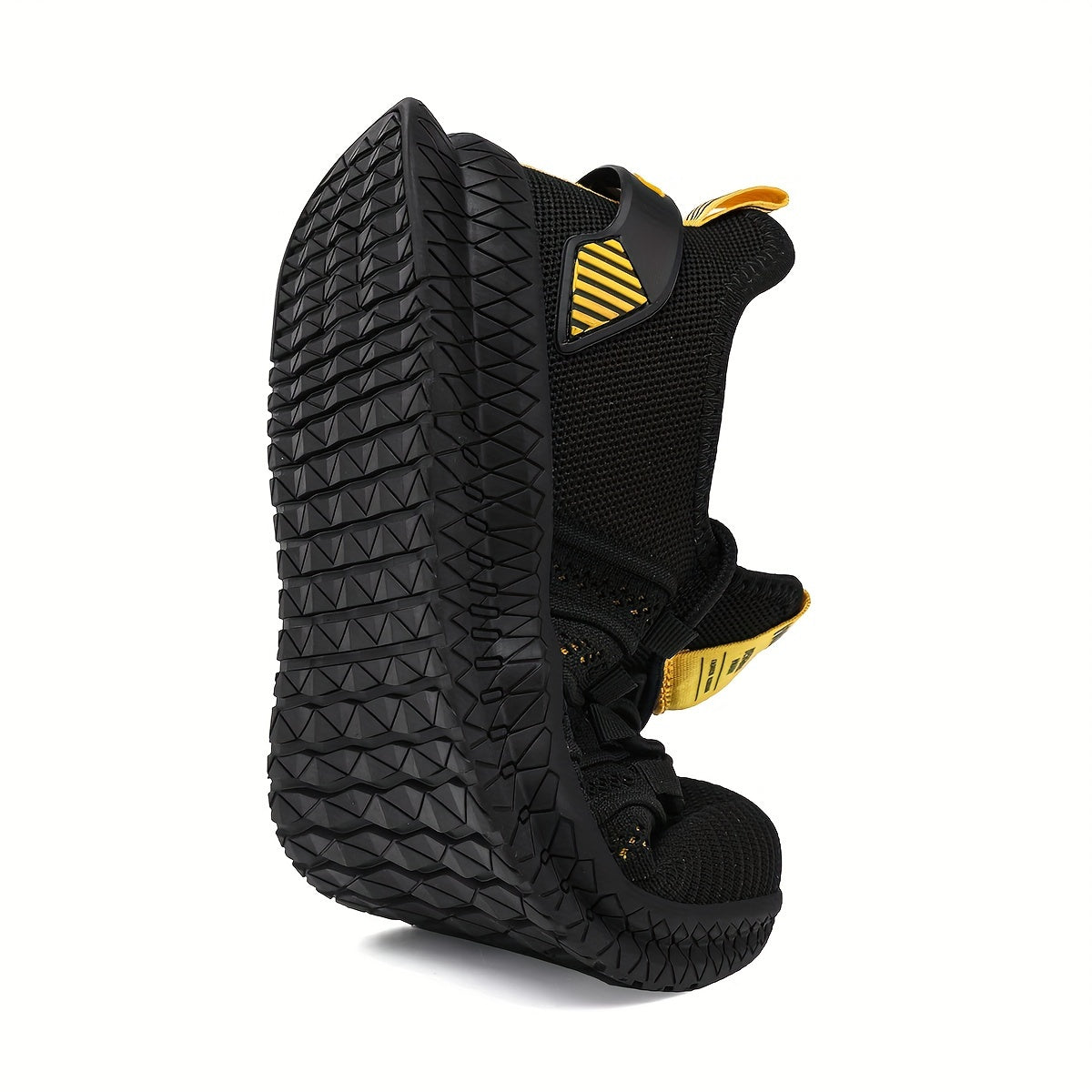Plus Size Men's Trendy Woven Knit Breathable Sneakers, Comfy Non Slip Durable Lace Up Shoes For Men's Outdoor Activities