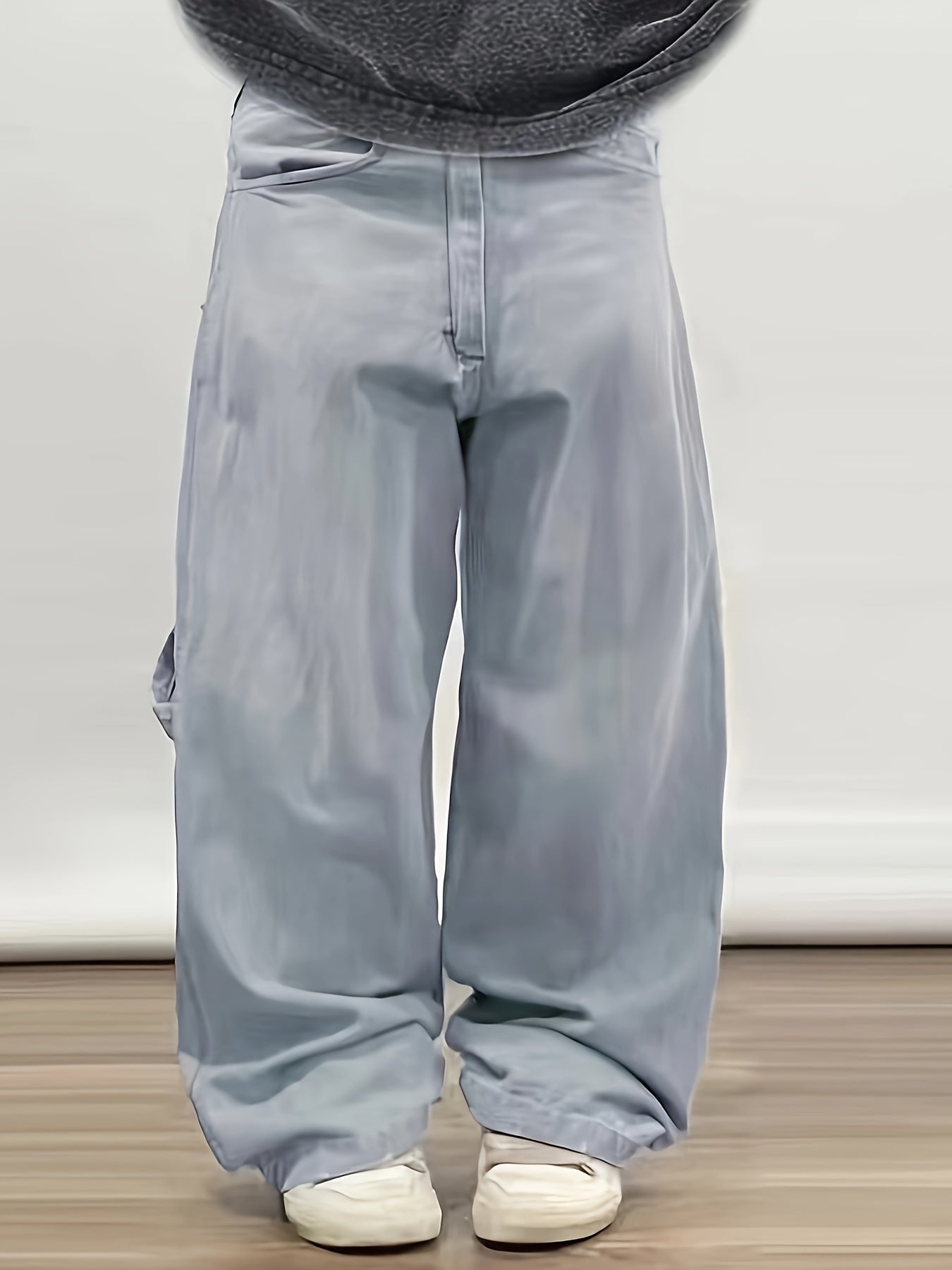 Men's Y2K Style Cotton Blend Jeans, Gothic Scythe Print, Loose Fit, Regular Length, Unstretched Denim, All-Season, Streetwear, Adult Casual Wear