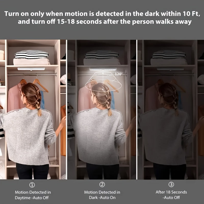 6 Motion Sensor Cabinet Lights, LED Closet Lights, USB Rechargeable Indoor Night Lights for Kitchen Wardrobe Cabinet Stairway Hallway Shelves