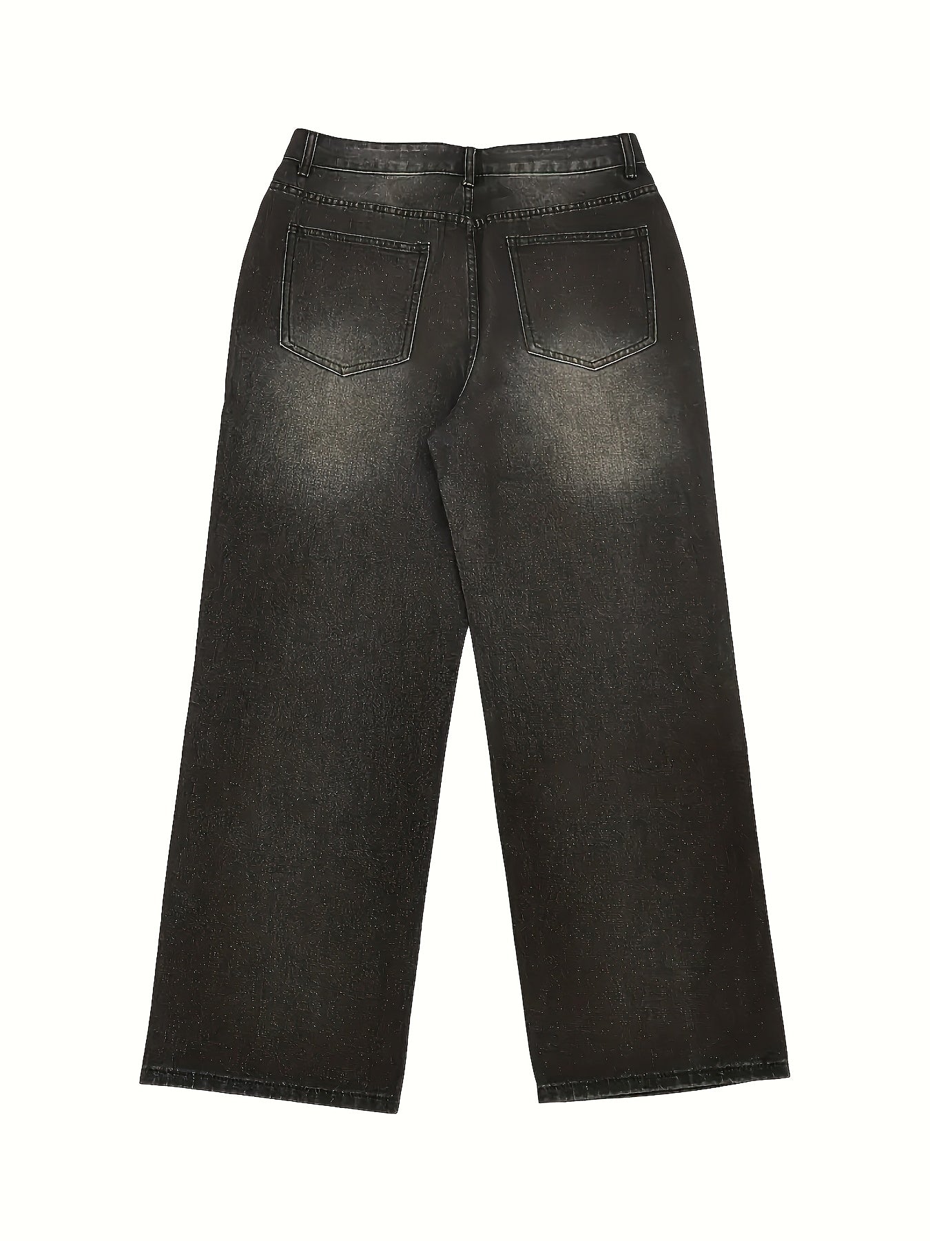 Men's Y2K-Inspired Black Loose Fit Jeans - Casual Street Style, Cotton Blend, Non-Stretch Denim