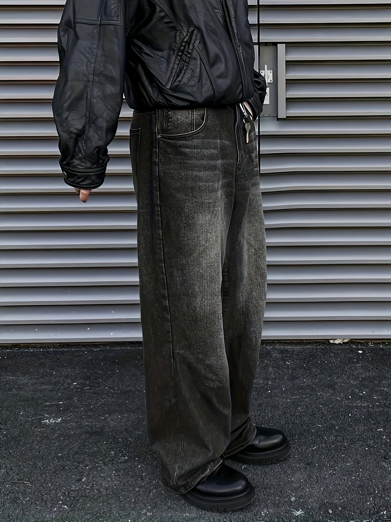 Men's Y2K-Inspired Black Loose Fit Jeans - Casual Street Style, Cotton Blend, Non-Stretch Denim