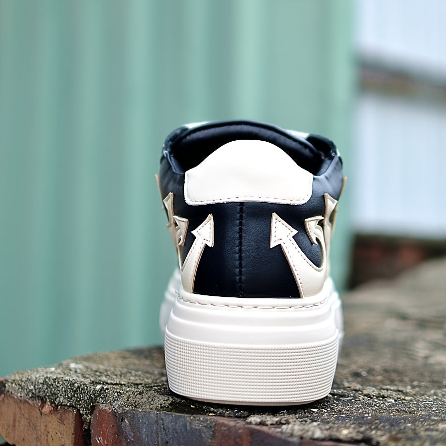 Women's Platform Casual Sneakers, Lace Up Flame Sports Shoes, Embroider Leisure Tennis Flats