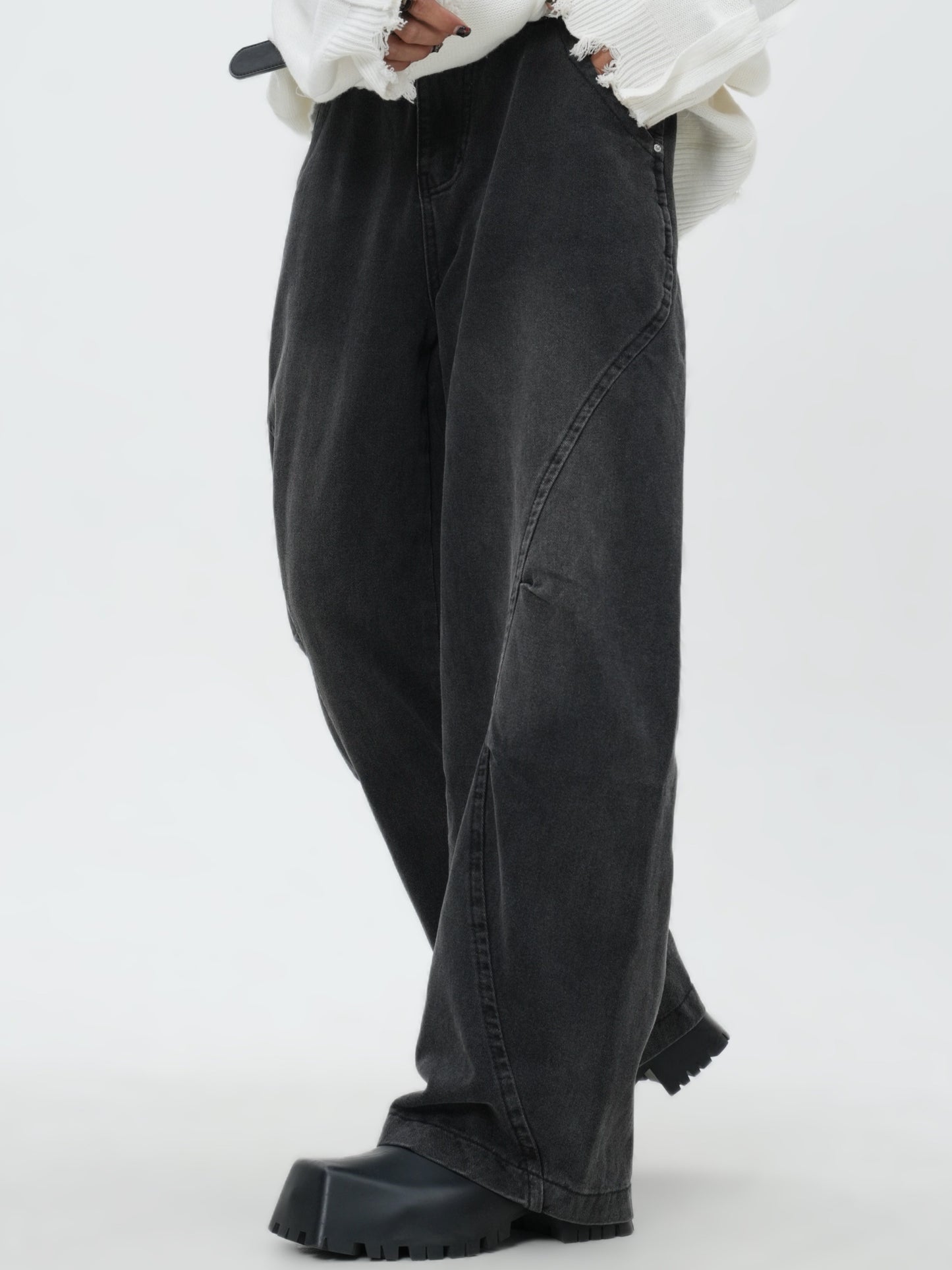 1pc Street Style Wide Leg Denim Jeans for Adults - 70% Cotton, 24% Polyester, 6% Viscose Blend, Non-Stretch Fabric, Solid Color, All-Season, Loose Fit with Pockets, Regular Length, Woven, No Belt or Accessories Included