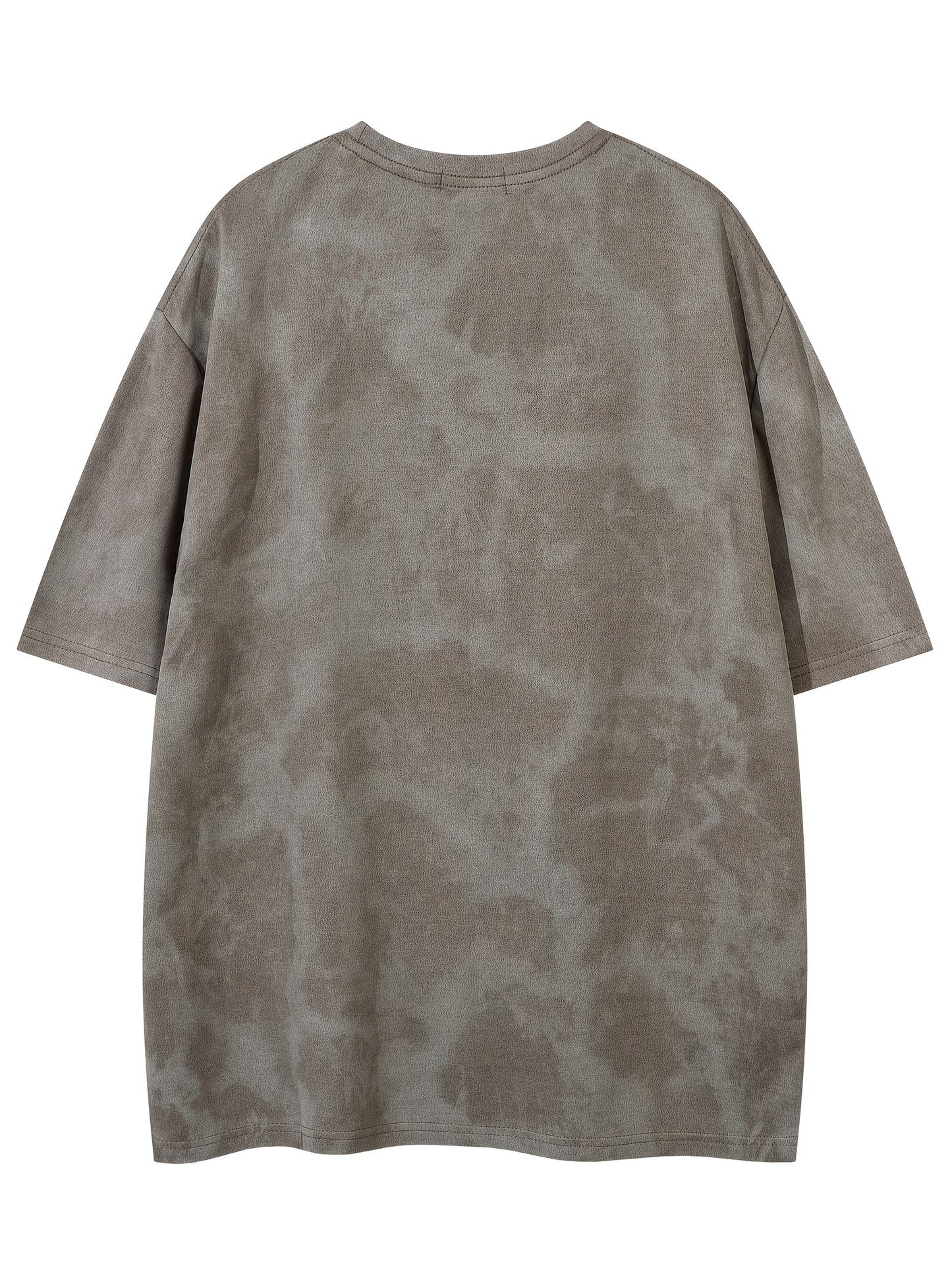 Men's Summer Fashion Tie-Dye Vintage Letter Embroidery Short Sleeve T-Shirt, Casual Round Neck, Polyester and Elastane Blend, Plus Size Tshirts