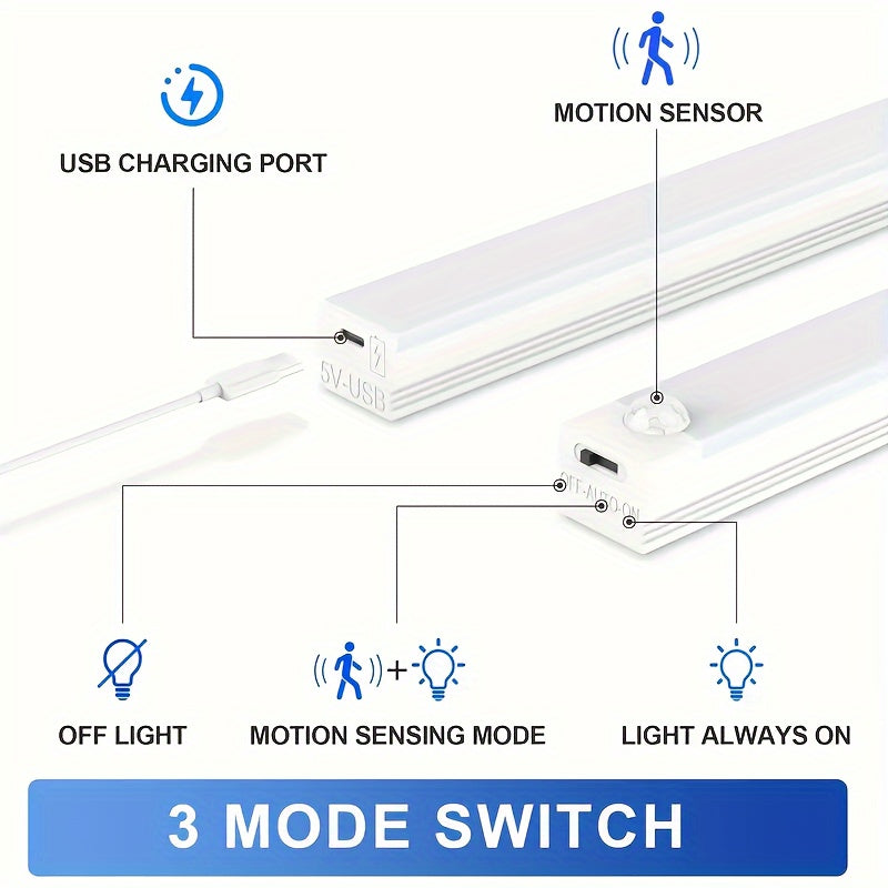6 Motion Sensor Cabinet Lights, LED Closet Lights, USB Rechargeable Indoor Night Lights for Kitchen Wardrobe Cabinet Stairway Hallway Shelves
