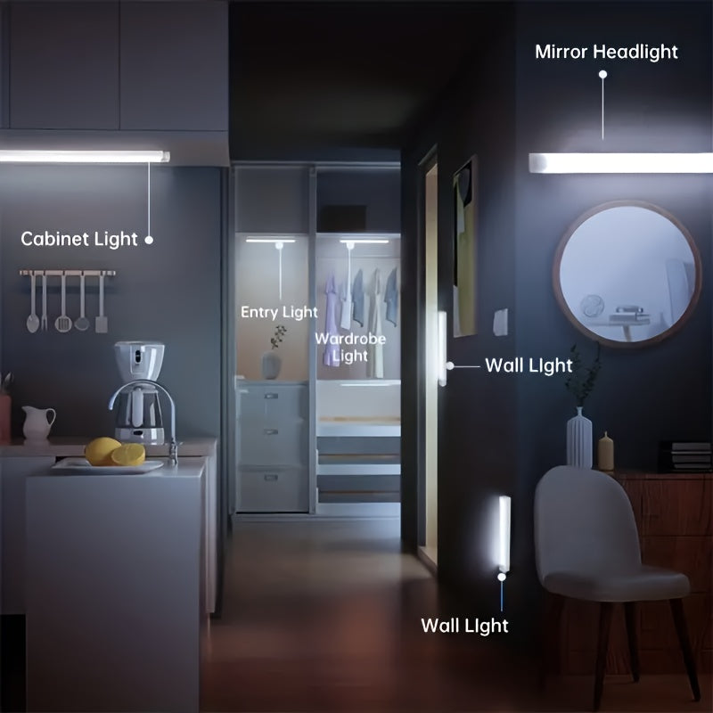 6 Motion Sensor Cabinet Lights, LED Closet Lights, USB Rechargeable Indoor Night Lights for Kitchen Wardrobe Cabinet Stairway Hallway Shelves