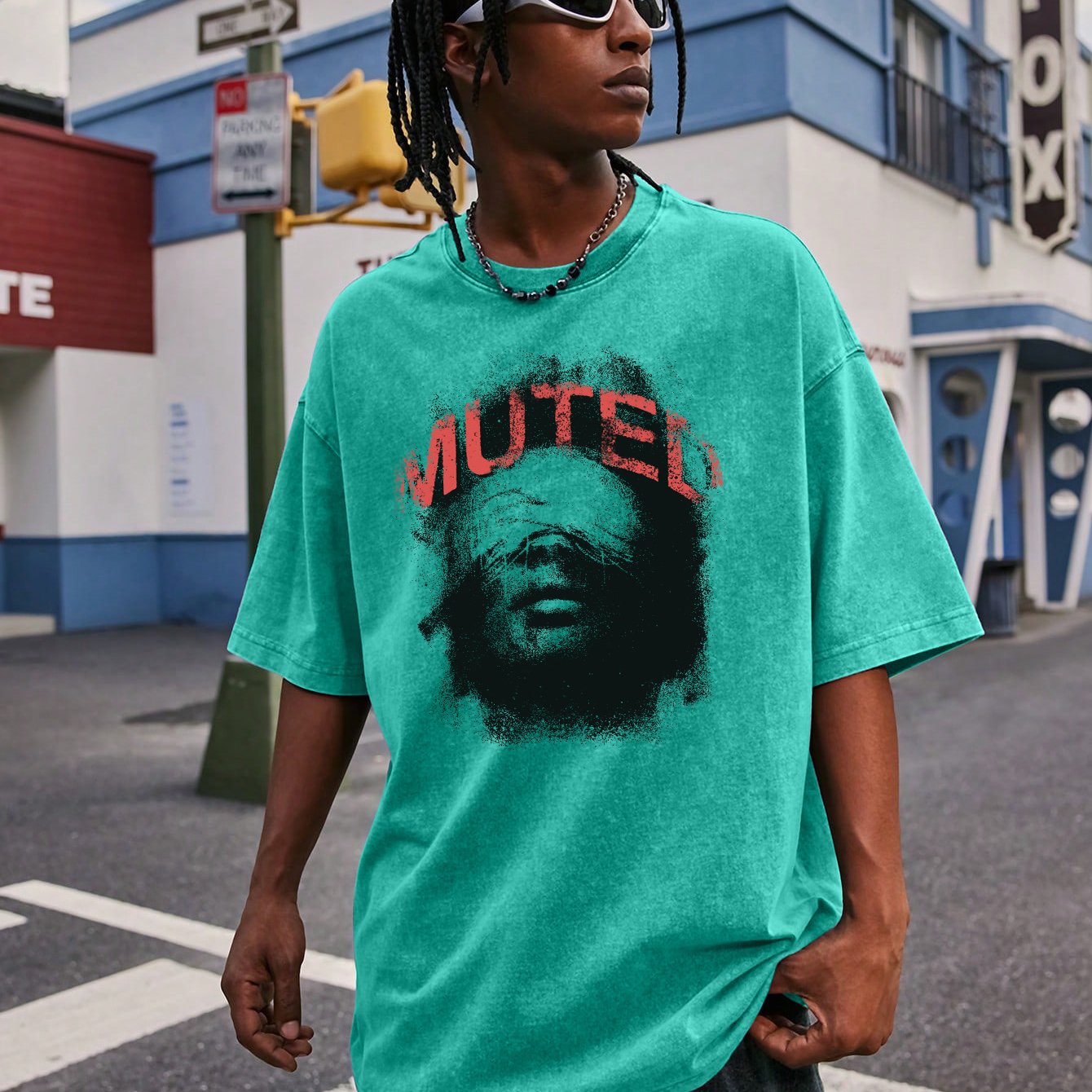 MUTED, Print Tee Shirt, Tees for Men, Casual Short Sleeve T-shirt for Summer A Piece of Pure Cotton Washed with Water