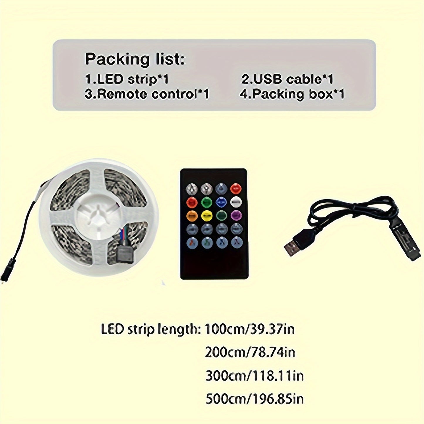 RGB LED Strip Lights with 22-Key Remote, USB Powered, Non-Rechargeable, Space-Themed, Multicolor Lighting for Home Decor, Ambient Mood Lighting for Christmas