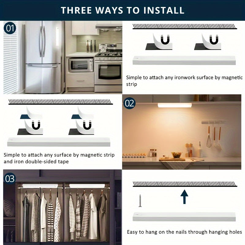 6 Motion Sensor Cabinet Lights, LED Closet Lights, USB Rechargeable Indoor Night Lights for Kitchen Wardrobe Cabinet Stairway Hallway Shelves