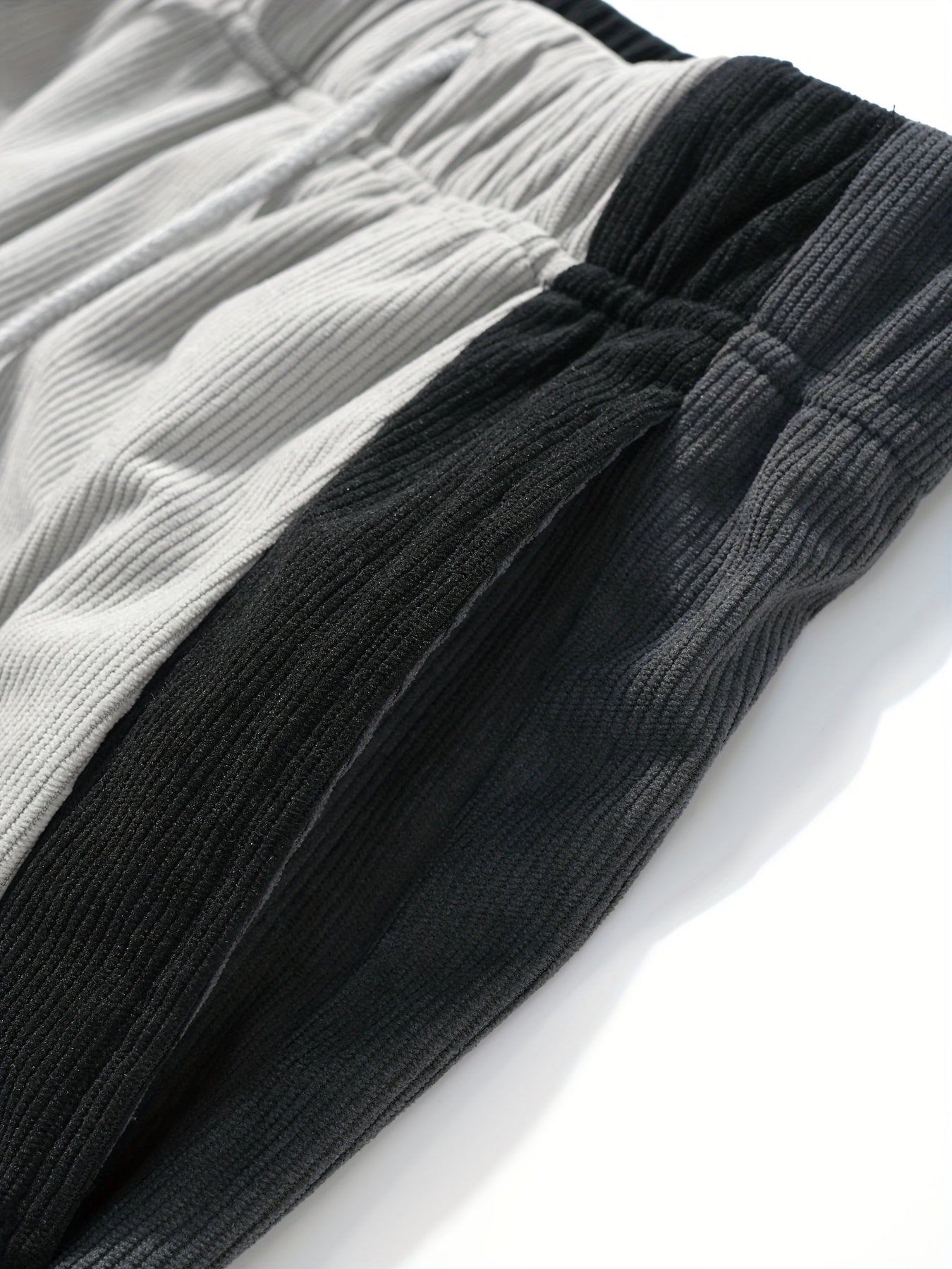 Retro Colorblock Corduroy Sweatpants - Casual Loose Fit, Straight Leg, Machine Washable, Polyester Blend, Ideal for Casual Attire