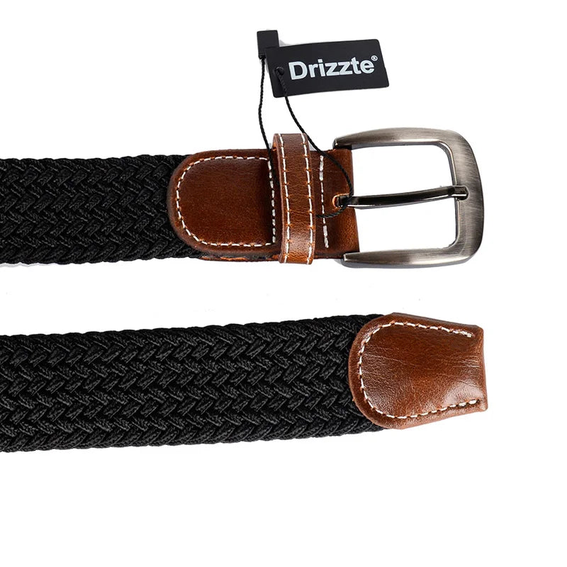 Drizzte Plus Size Belt 110 to 180cm Long Black Braided Woven Elastic Stretch Men for Big and Tall 48 50 52 54 56