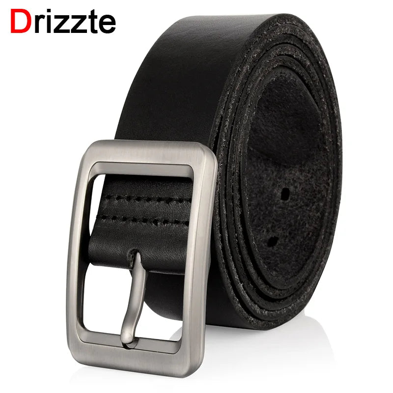 Drizzte Plus Size 100% Genuine Full Grain Leather Belts Black Belts for Big and Tall Men