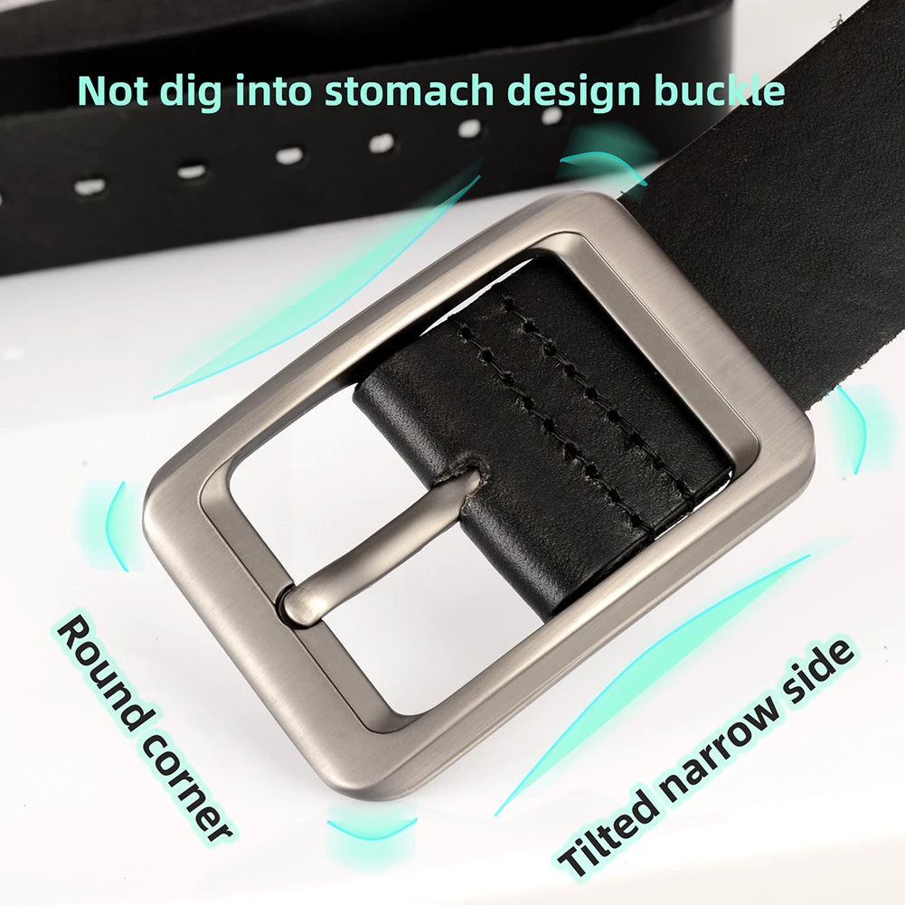 Drizzte Plus Size 100% Genuine Full Grain Leather Belts Black Belts for Big and Tall Men