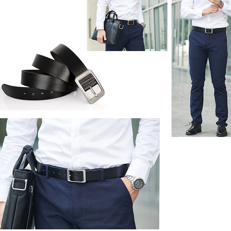 Drizzte Plus Size 100% Genuine Full Grain Leather Belts Black Belts for Big and Tall Men
