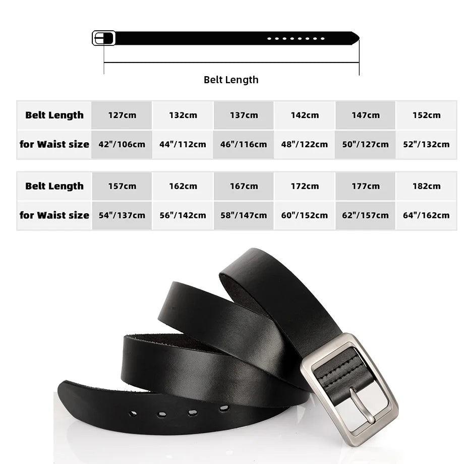Drizzte Plus Size 100% Genuine Full Grain Leather Belts Black Belts for Big and Tall Men