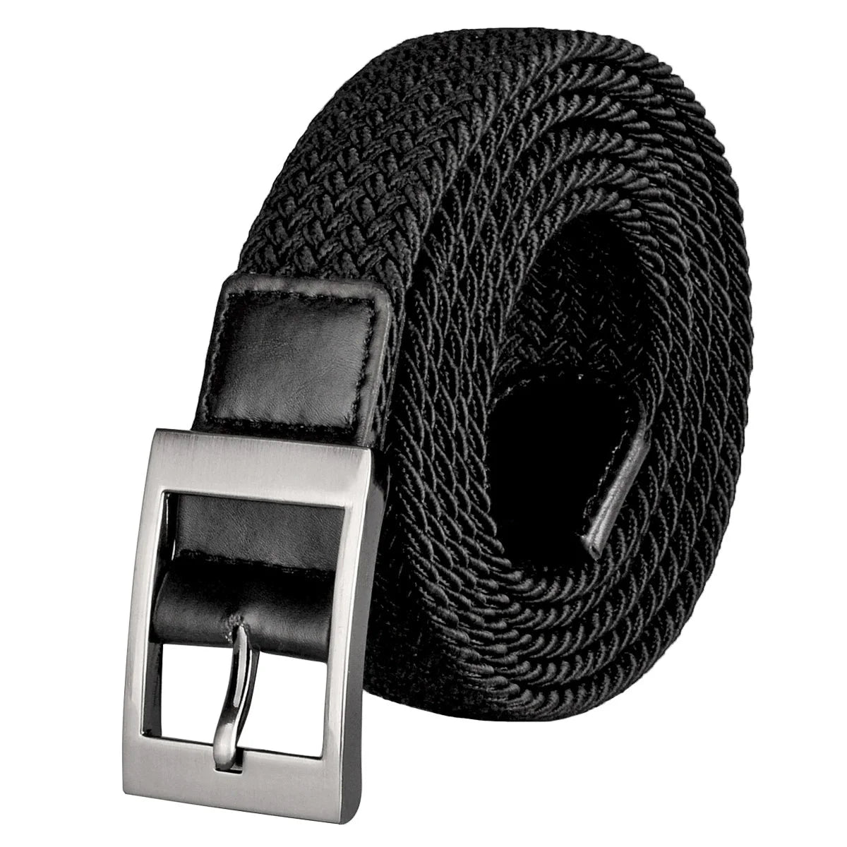 Drizzte Plus Size Belt 110 to 180cm Long Black Braided Woven Elastic Stretch Men for Big and Tall 48 50 52 54 56
