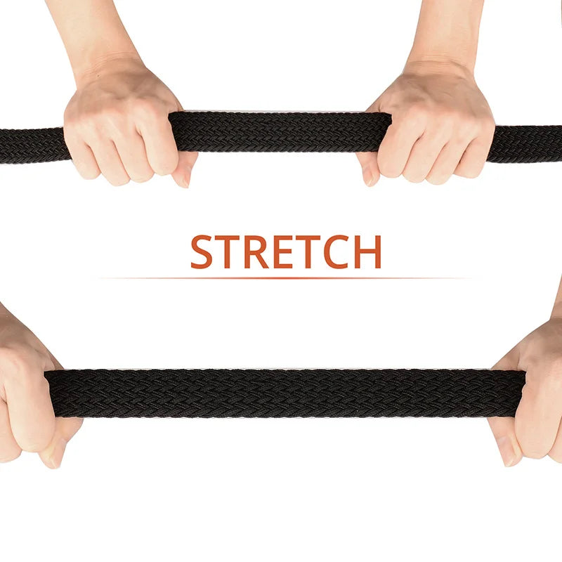 Drizzte Plus Size Belt 110 to 180cm Long Black Braided Woven Elastic Stretch Men for Big and Tall 48 50 52 54 56