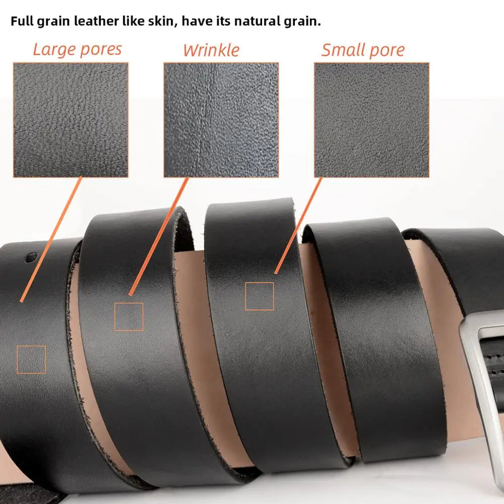 Drizzte Plus Size 100% Genuine Full Grain Leather Belts Black Belts for Big and Tall Men