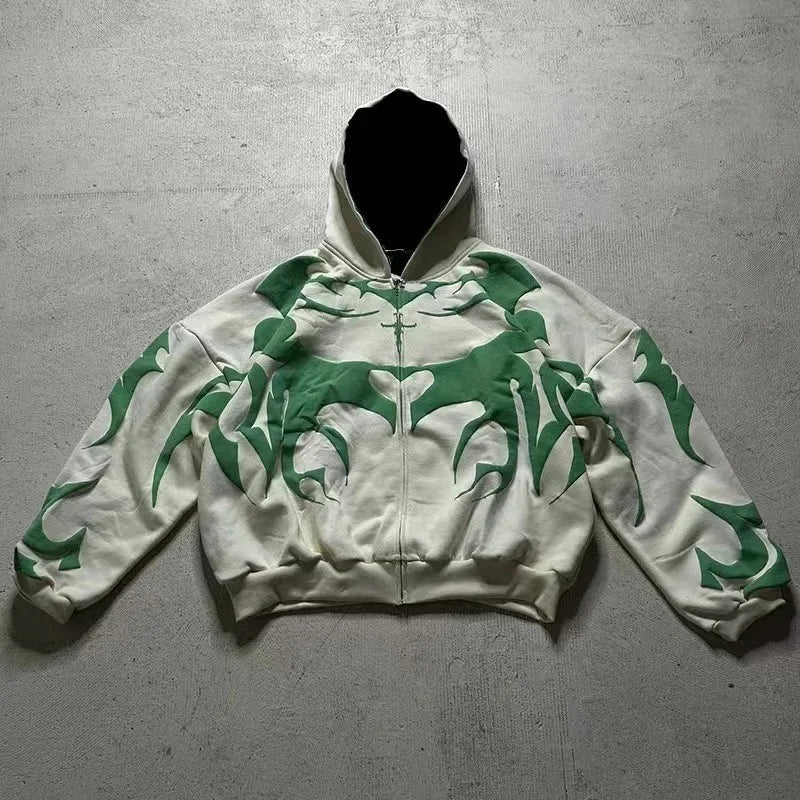 Gothic geometric splicing trendy design pullover oversized hoodie for women Y2K popular aesthetic fashion streetwear couple tops