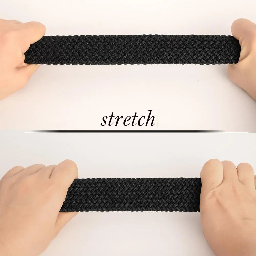 Drizzte Plus Size Belt 120cm To 190cm Large Big Mens Elastic Stretch Braided Casual Dress Black