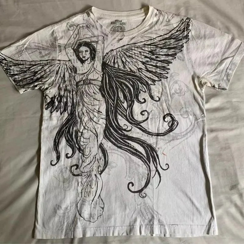 2000s Retro Antarctic cotton T-shirt American Harajuku Y2K round neck couple fashion trend top