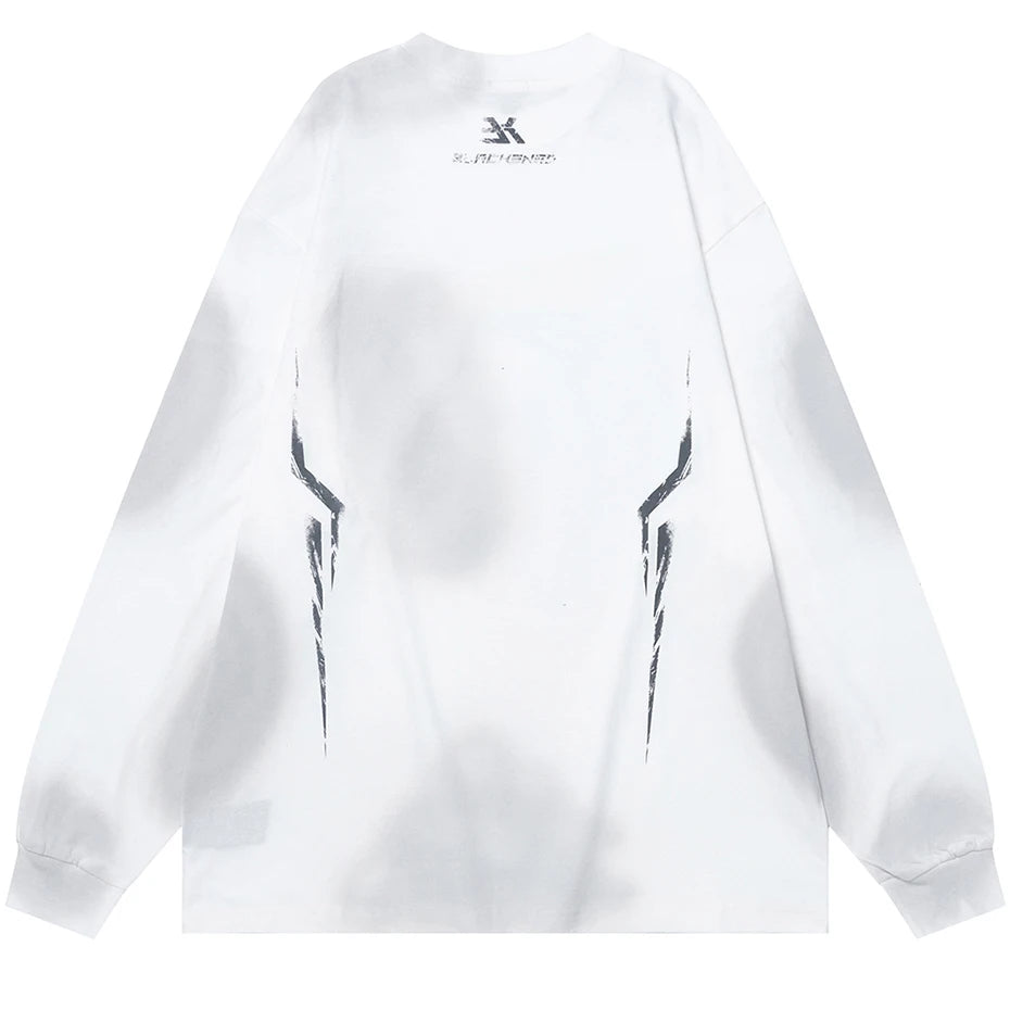 Hip Hop Oversized Long Sleeve T Shirt Graphic Printed Loose Harajuku Streetwear T-shirt Black White Cotton Tee Tops Y2K Tshirt