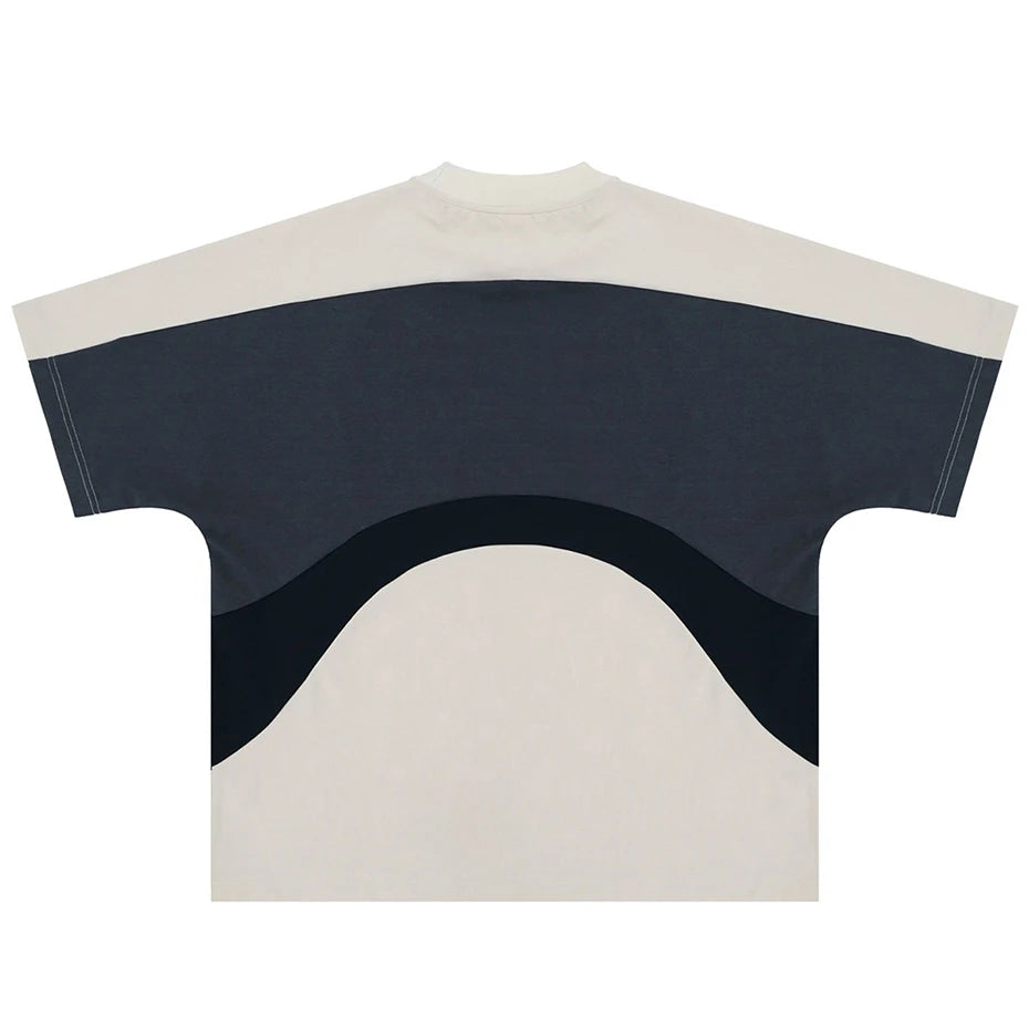 2025 Men Streetwear Hip Hop T Shirts Color Block Patchwork Oversized Harajuku T-shirt Summer Loose Casual Tee Tops