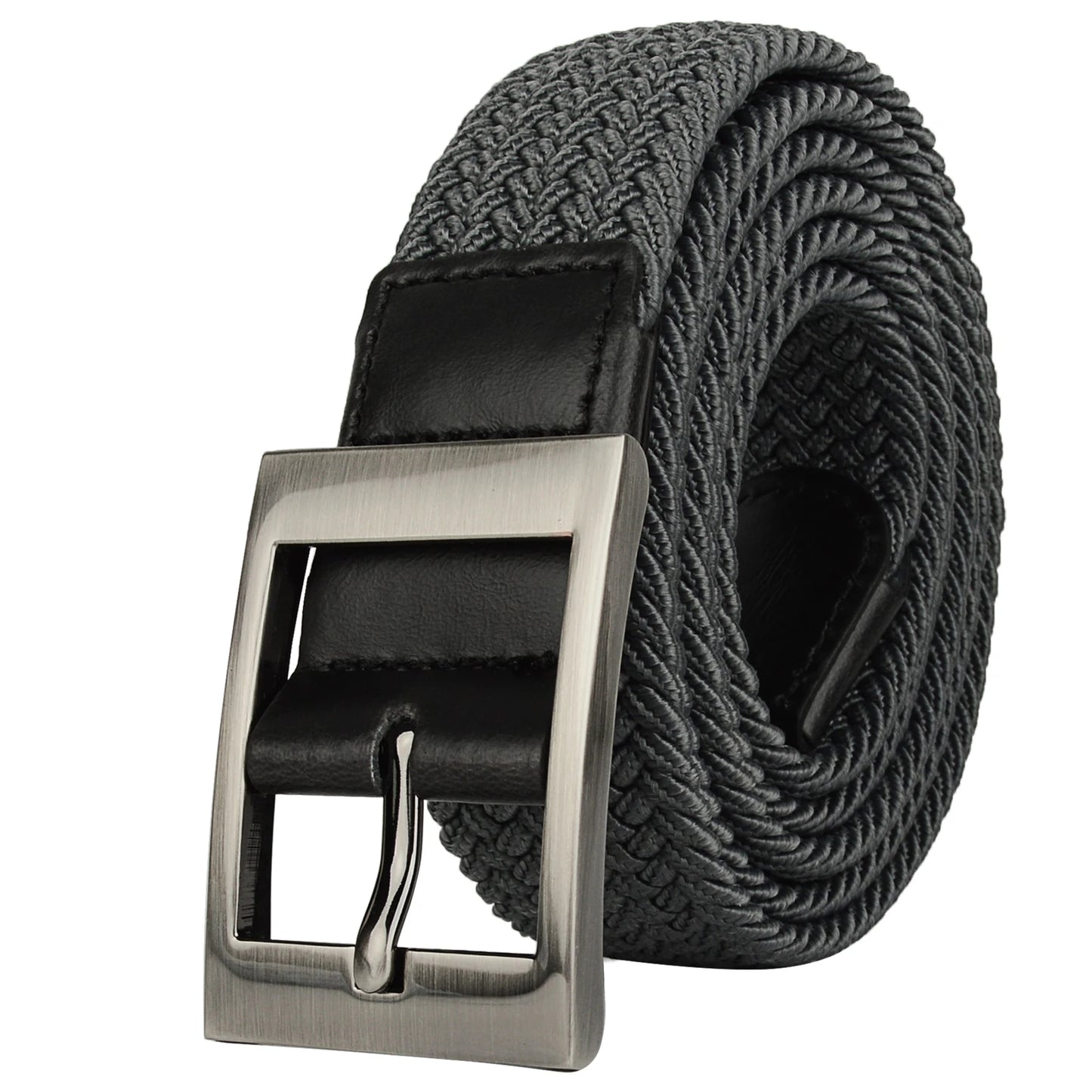 Drizzte Plus Size Belt 110 to 180cm Long Black Braided Woven Elastic Stretch Men for Big and Tall 48 50 52 54 56