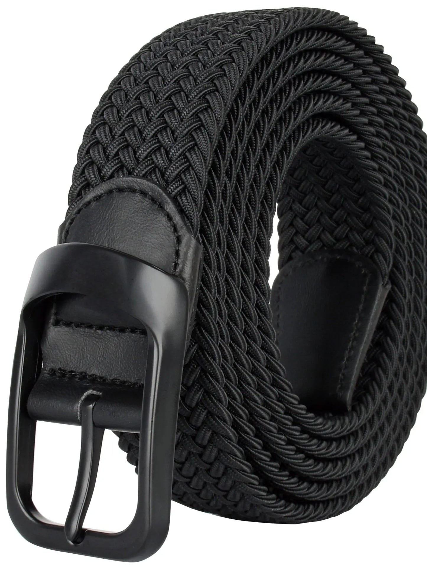 Drizzte Plus Size Belt 120cm To 190cm Large Big Mens Elastic Stretch Braided Casual Dress Black