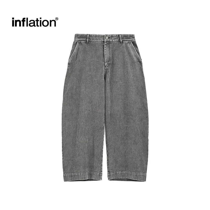 INFLATION Men's Washed Vintage Pants American Streetwear Loose-Fit Water-Washed Floor-Length Trousers