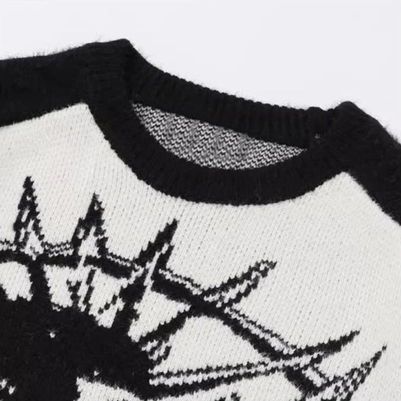 Abstract Portrait Sweater Male Winter American Streetwear Skull Harajuku Knitwear Pullovers Vintage Men's Jumpers Sweaters Knit