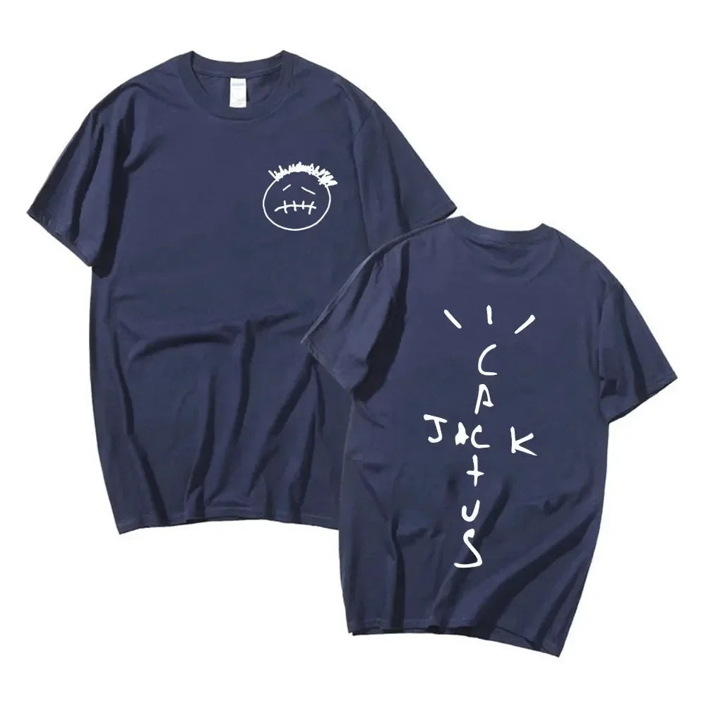 Rapper Cactus Jack Music Album T Shirts Men Women Fashion Hip Hop T Shirt Casual 100% Cotton Short Sleeve T-shirt Oversized Tops
