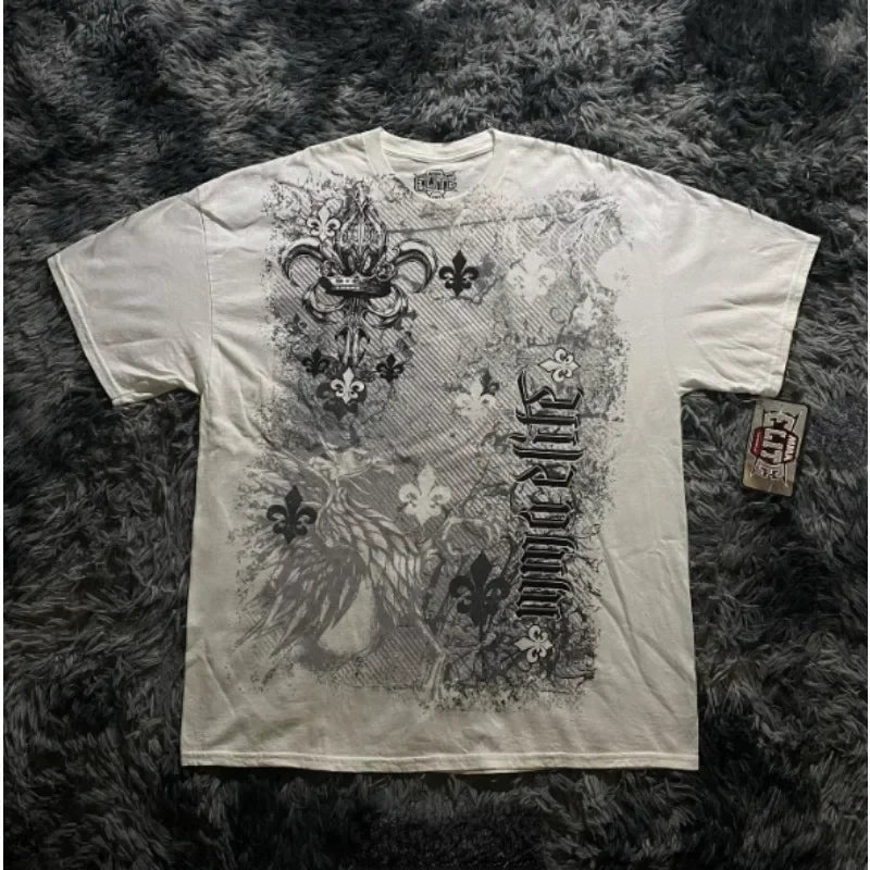 2000s Retro Antarctic cotton T-shirt American Harajuku Y2K round neck couple fashion trend top