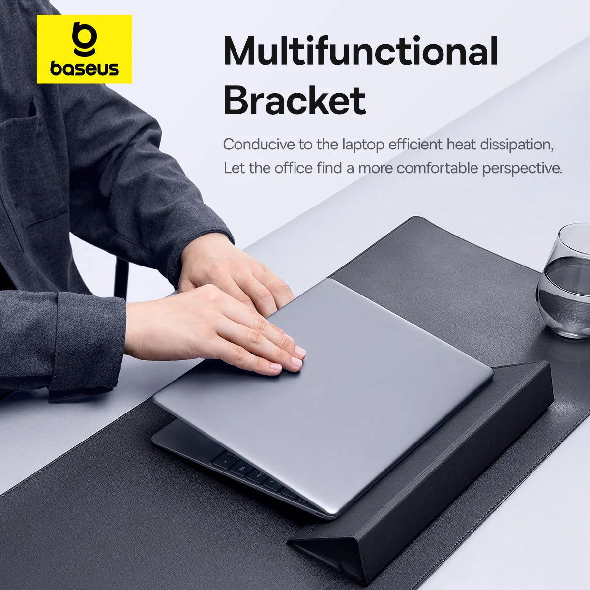 Baseus 3 in 1 Desk Mat Multifunction Mouse Pad Ergonomic Design Wrist Rest Laptop Keyboard Stand Smart Bracket Soft PU Mice Pad