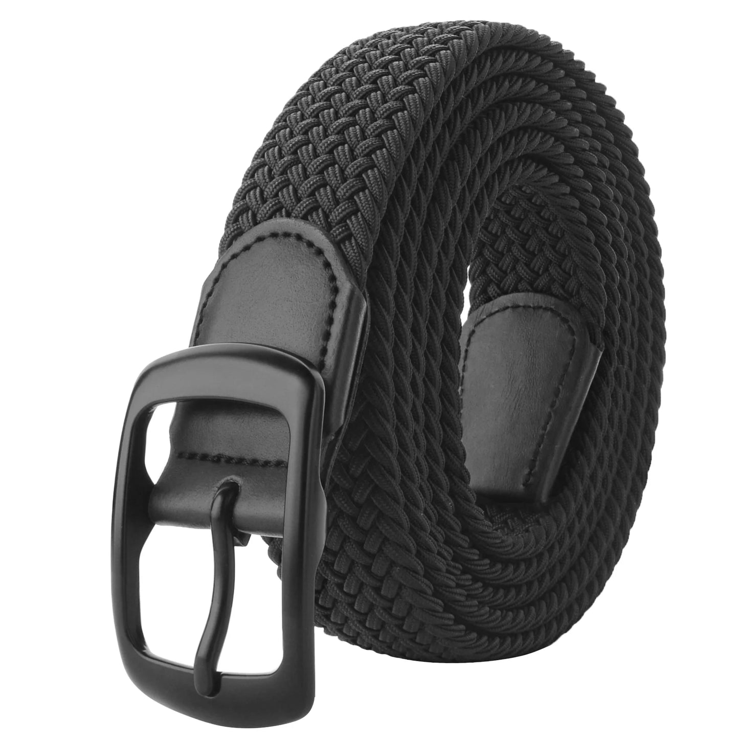 Drizzte Plus Size Belt 120cm To 190cm Large Big Mens Elastic Stretch Braided Casual Dress Black