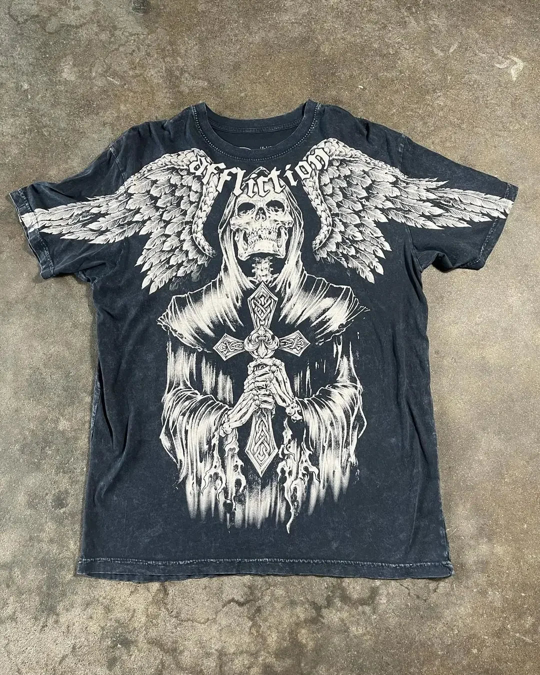 Y2K Affliction T shirt New Harajuku Hip Hop Round Neck Oversized T shirt Men Women Short Sleeved Goth Clothing Tops Streetwear