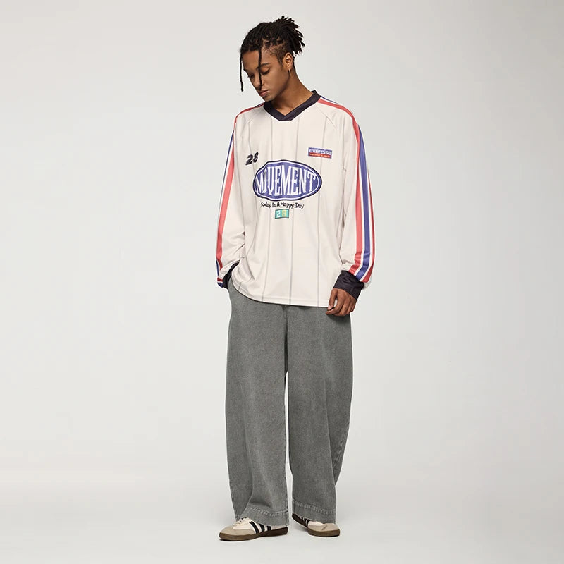 INFLATION Men's Washed Vintage Pants American Streetwear Loose-Fit Water-Washed Floor-Length Trousers