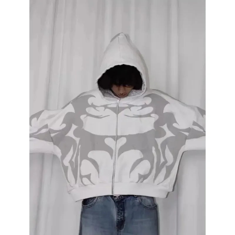 Gothic geometric splicing trendy design pullover oversized hoodie for women Y2K popular aesthetic fashion streetwear couple tops
