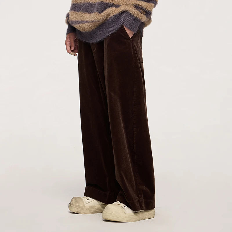 INFLATION Men's Corduroy Wide-Leg Pants Retro Japanese Cotton Loose Casual Trousers