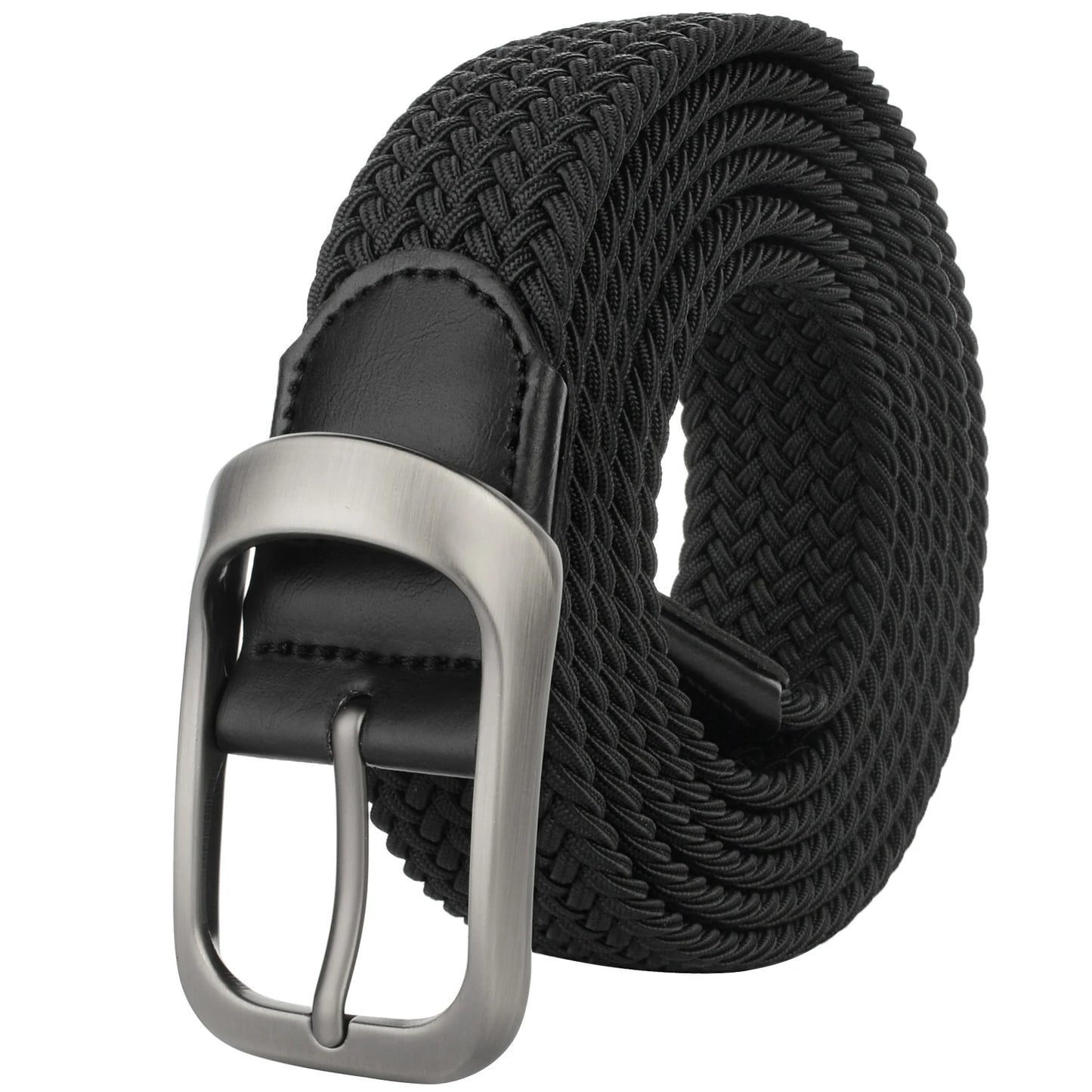 Drizzte Plus Size Belt 120cm To 190cm Large Big Mens Elastic Stretch Braided Casual Dress Black