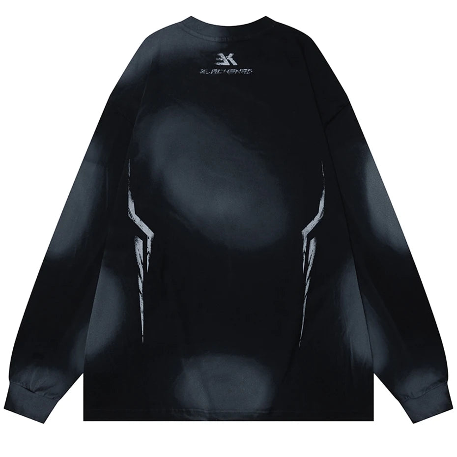 Hip Hop Oversized Long Sleeve T Shirt Graphic Printed Loose Harajuku Streetwear T-shirt Black White Cotton Tee Tops Y2K Tshirt