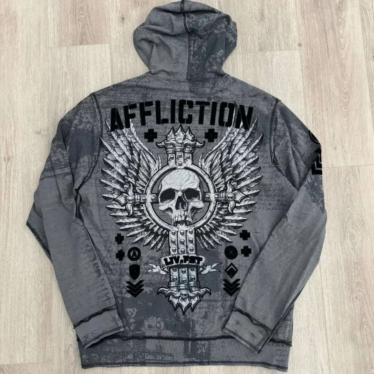 2000s affliction Men multi Jacket Zip Hip Hop Hoodie Oversized Sweatshirt Harajuku Long Sleeve Hoodies