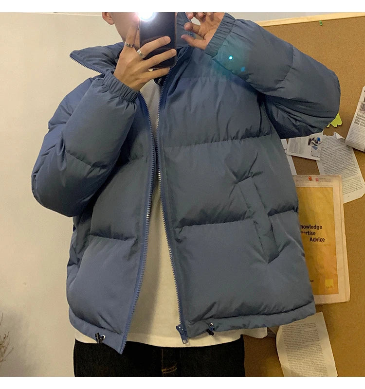 LAPPSTER Men Harajuku Warm Bubble Coat Winter Jacket 2023 Streetwear Solid Black Parkas Man Korean Fashion Puffer Jackets Coats