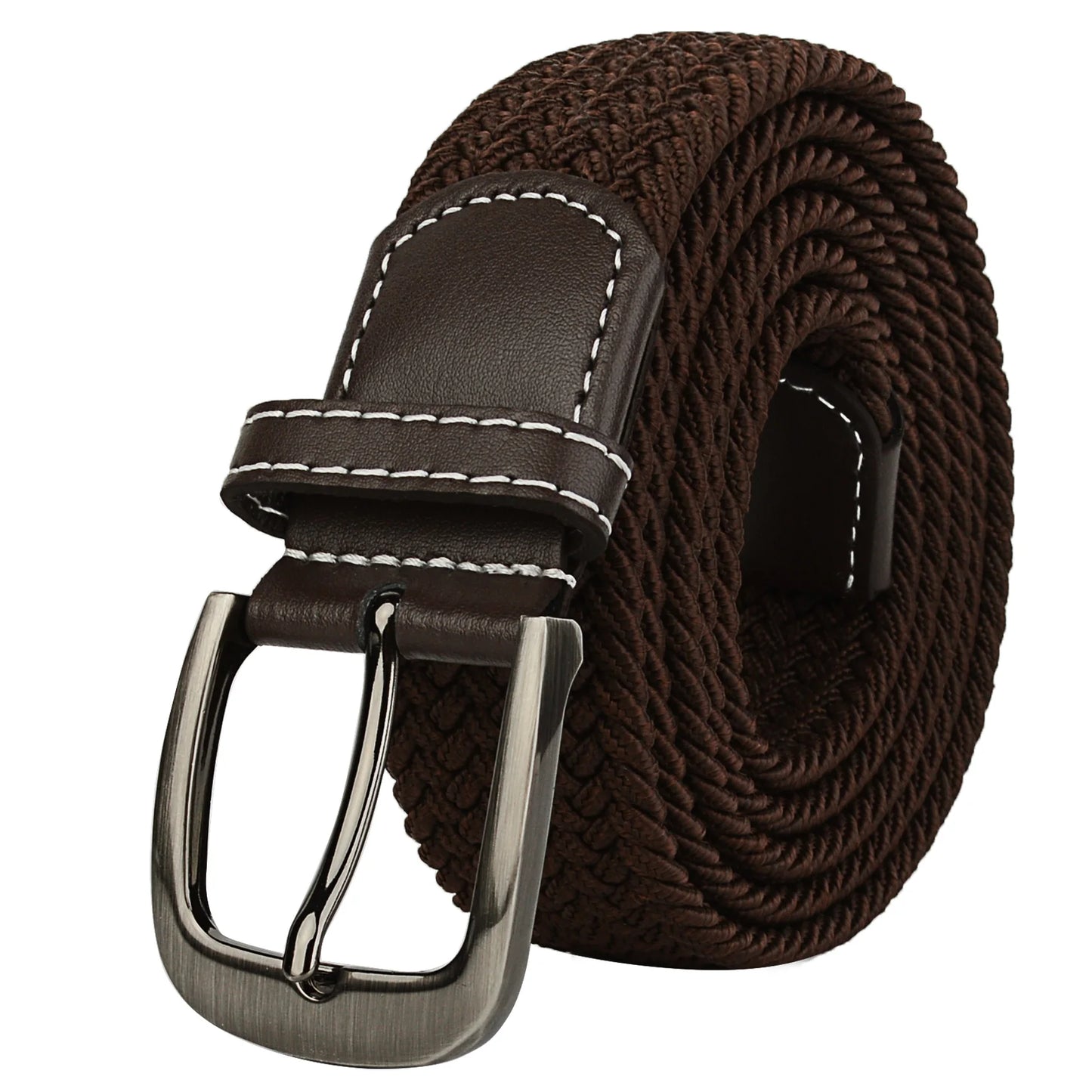 Drizzte Plus Size Belt 110 to 180cm Long Black Braided Woven Elastic Stretch Men for Big and Tall 48 50 52 54 56