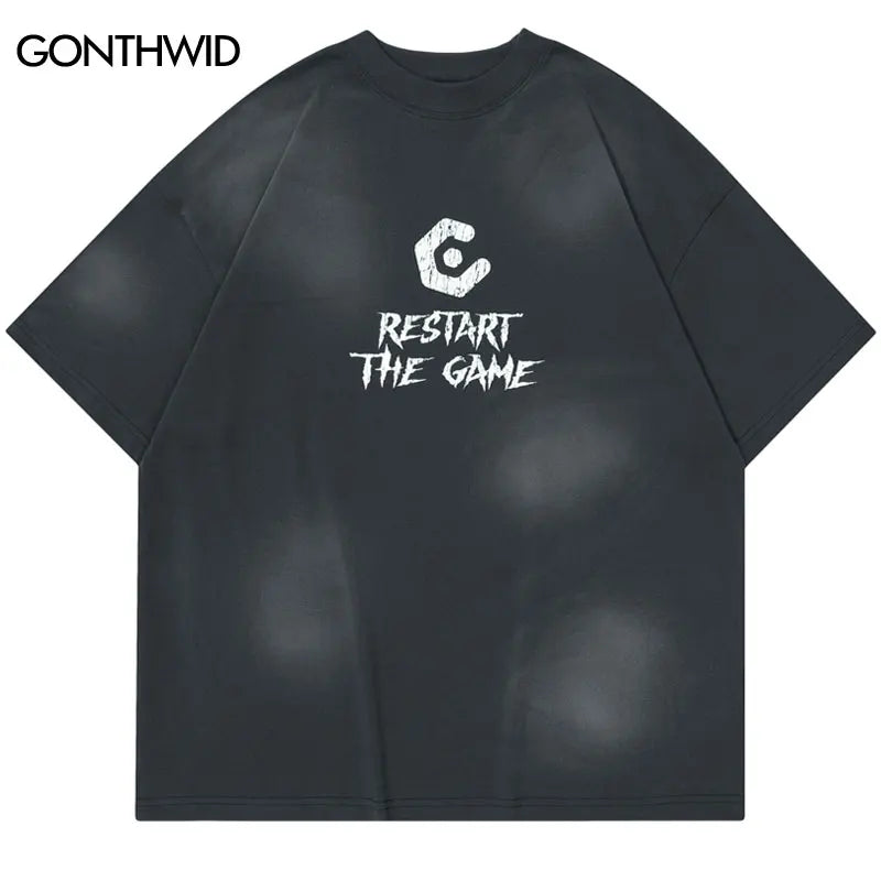 Hip Hop Oversize T-Shirt Grunge Letter Graphic Print Punk Gothic Tie Dye Tshirt Streetwear 2024 Harajuku Loose Short Sleeve Tops