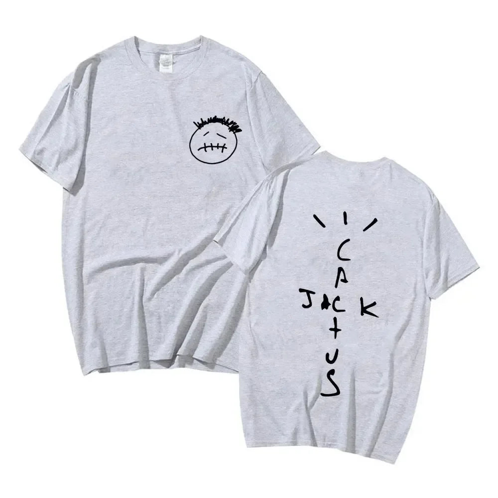 Rapper Cactus Jack Music Album T Shirts Men Women Fashion Hip Hop T Shirt Casual 100% Cotton Short Sleeve T-shirt Oversized Tops