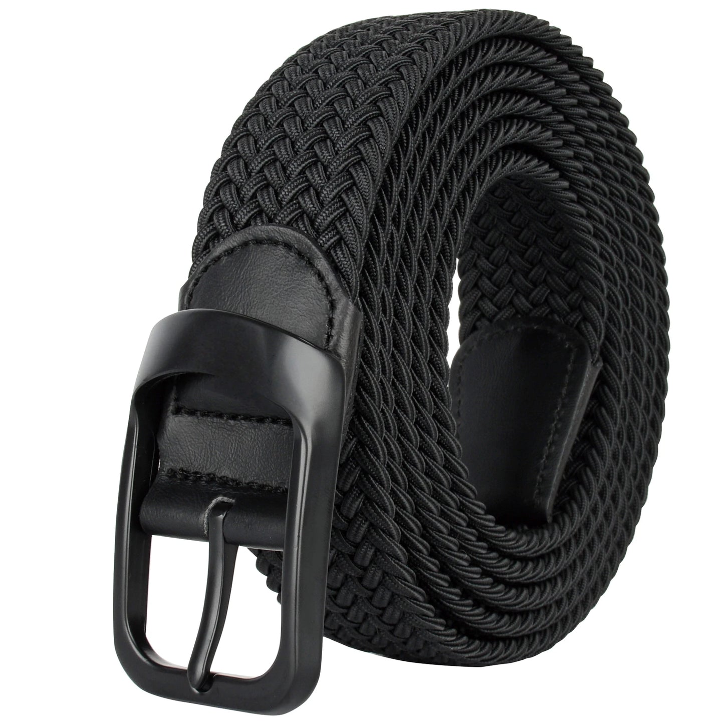 Drizzte Plus Size Belt 120cm To 190cm Large Big Mens Elastic Stretch Braided Casual Dress Black