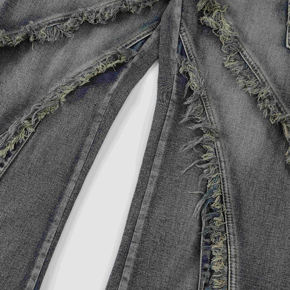 Y2K Vintage Blue Baggy Jeans Irregular Patchwork Loose Cargo Denim Pants Streetwear Harajuku Hip Hop Jeans Trousers Unisex