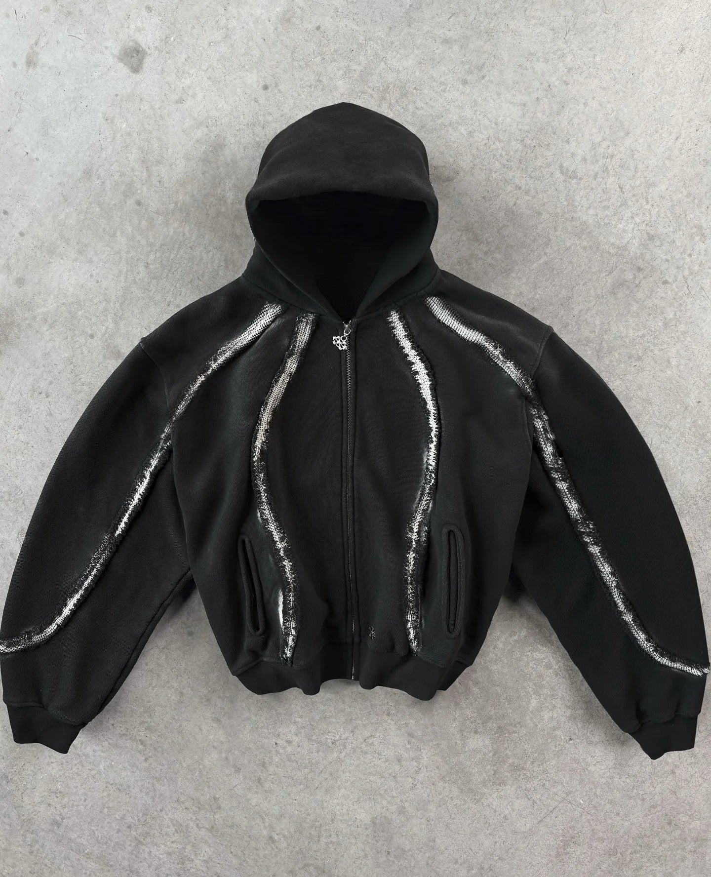 NEW Y2K Garden Zip Up Hoodie Creative Stripe Structure Stitching Streetwear Retro Goth Unisex Oversized Casual High Street Pullo