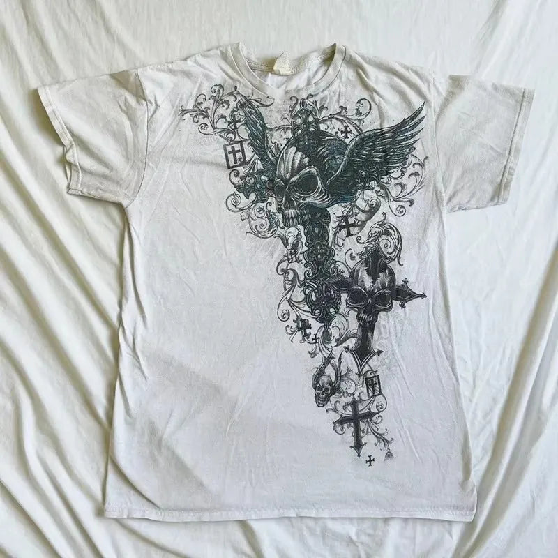 2000s Retro Antarctic cotton T-shirt American Harajuku Y2K round neck couple fashion trend top